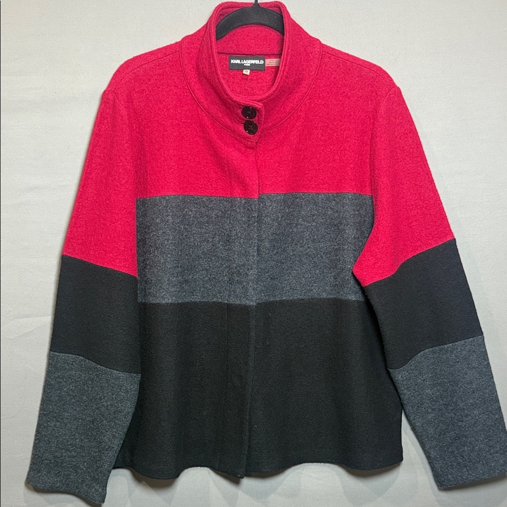 Karl Lagerfeld‎ Paris Colorblock Wool Blend Jacket, Women’s XL